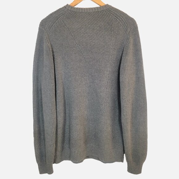 Textured Crewneck Pullover Gray Sweater- L - Picture 2 of 10